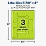 Avery Laser/Inkjet Multipurpose Labels, 5-7/8" x 4", Bright Green, 60 Labels/Pack (19479370785)~#|#~8951B92D-E310-409E-96C79179D0F51F43_sc7