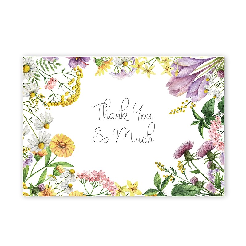 Great Papers Flower Meadows General Use Thank You Notecard Kits, Multicolored, 24/Pack (2025030) image 1