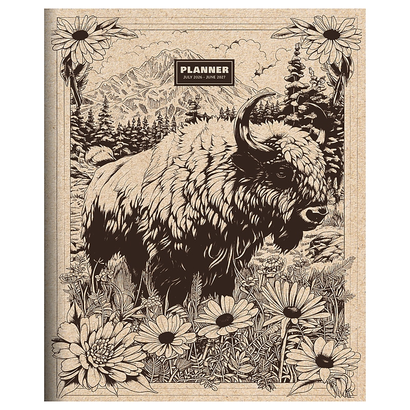 2026-2027 TF Publishing Wild Bison 9” x 11” Academic Monthly Planner, Paperboard Cover (AY27-4506) image 1
