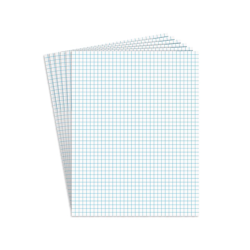Staples Graph Pad, 8.5" x 11", Graph Ruled, White, 50 Sheets/Pad, 6 Pads/Pack (ST57333) image 1