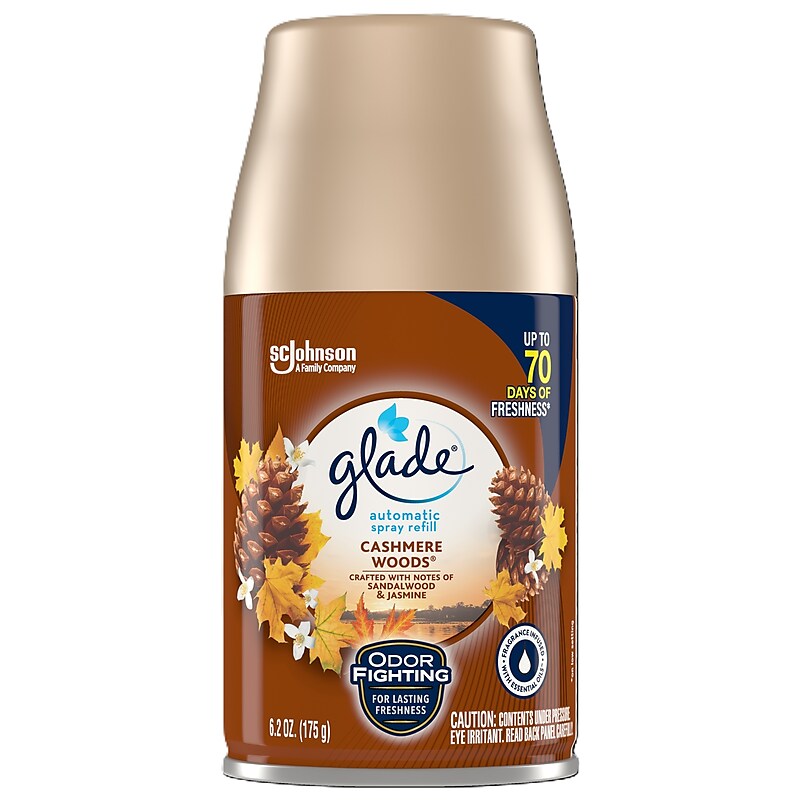 Glade Air Freshener Automatic Spray Refill, Cashmere Woods Scent, 6.2 oz., 4/Pack (320140) image 1
