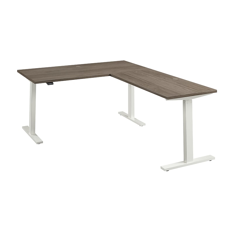 Bush Business Furniture Move 60 Series 60"W L Shaped Adjustable Standing Desk, Modern Hickory (M6SL6078MHWK) image 1