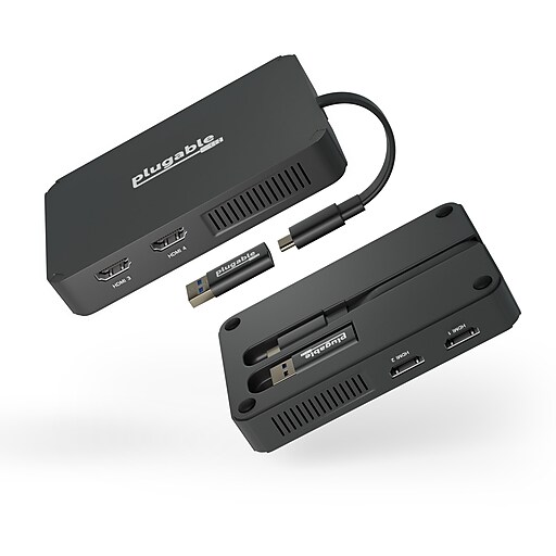Plugable USB 3.0 or USB C to HDMI Adapter Extends to 4x Monitors
