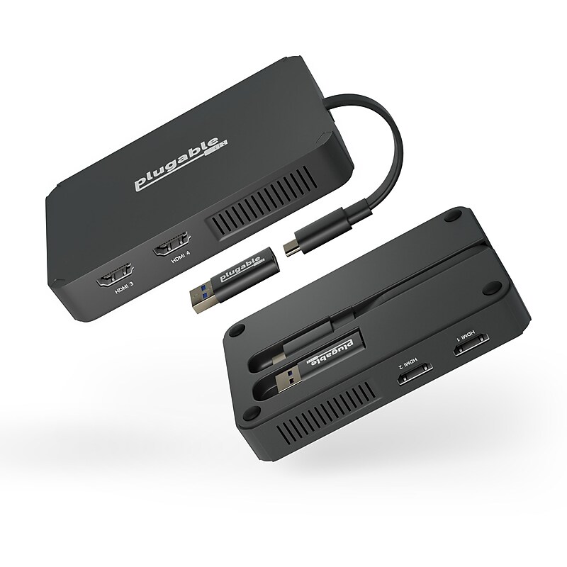 Plugable USB 3.0 or USB C to HDMI Adapter Extends to 4x Monitors Windows and Mac (USBC-768H4) image 1