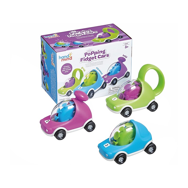 hand2mind Popping Fidget Cars, Assorted Colors, 3/Set (95428) image 1