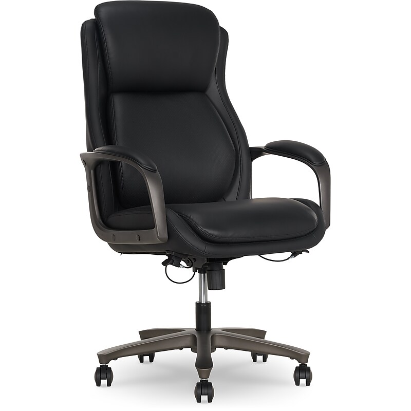 Elle Decor Rivendell AIR Lumbar Ergonomic Vegan Leather Swivel Executive Chair, Black (60124-BLK) image 1