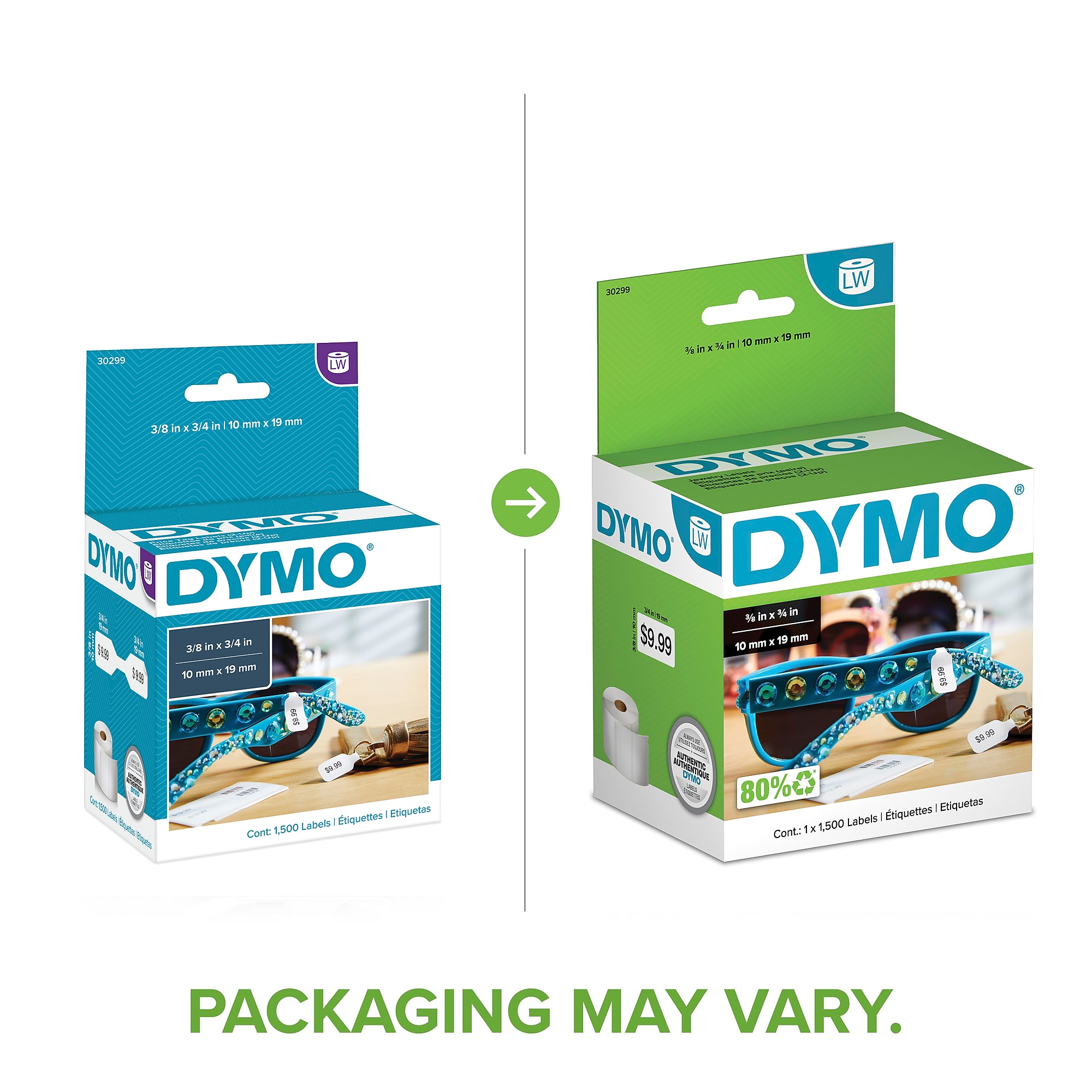 DYMO Authentic LW 2-Up Price Tag Labels for LabelWriter Label Printers, 3/8″ x 3/4″, 1500 Labels/Roll (30299) Sansujyuku sansujyuku.com