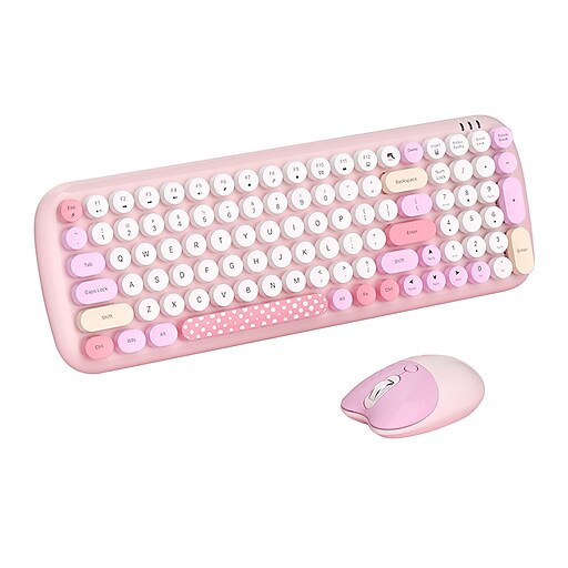 SaharaCase Wireless Ergonomic Keyboard and Laser Mouse Combo, Pink