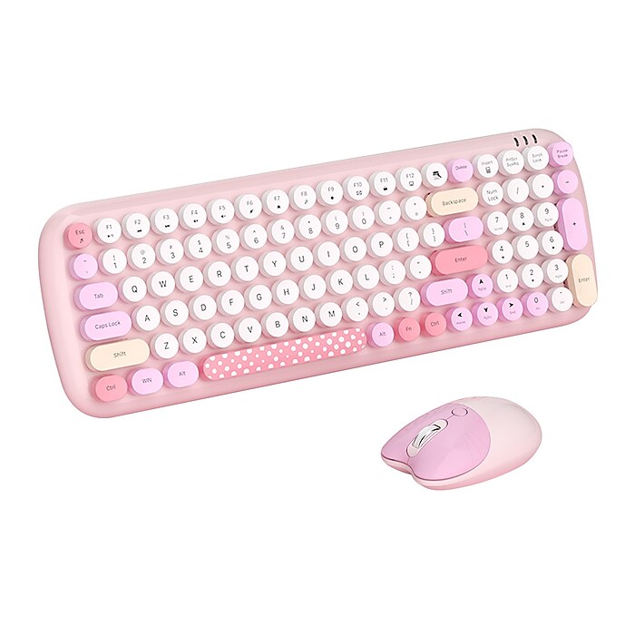 SaharaCase Wireless Ergonomic Keyboard and Laser Mouse Combo, Pink