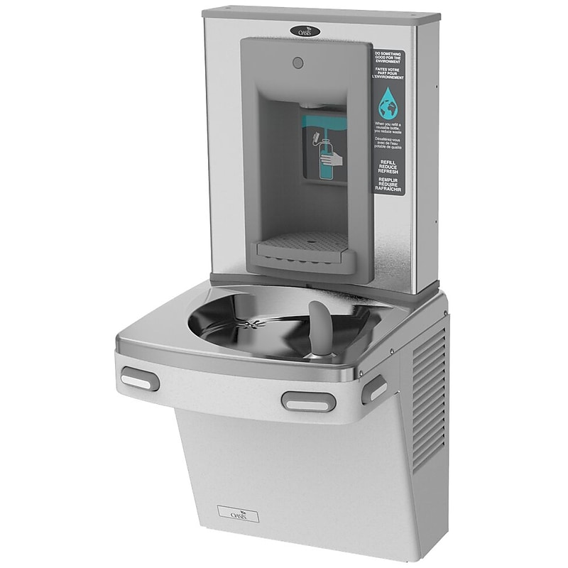 Oasis Versacooler II Single Drinking Fountain, Greystone, Refrigerated 8 GPH, Stainless Steel Mechanical Bottle Filler (506539) image 1