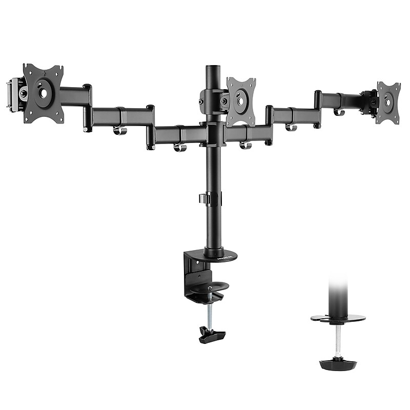 Mount-It! Triple Monitor Mount 3-Screen Desk Stand, Holds Up to 66 lbs., Black (MI-1753) image 1
