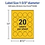 Avery Round Laser/Inkjet Multipurpose Labels, 1-2/3" Dia, Bright Yellow (1600/Box)~#|#~89A13061-81C5-4134-A6AE915CE91A506A_sc7