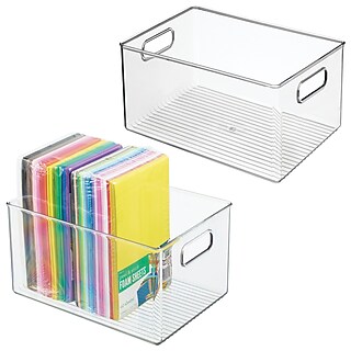 iDESIGN Small Stackable Plastic Storage Bin, Clear (64530) | Staples