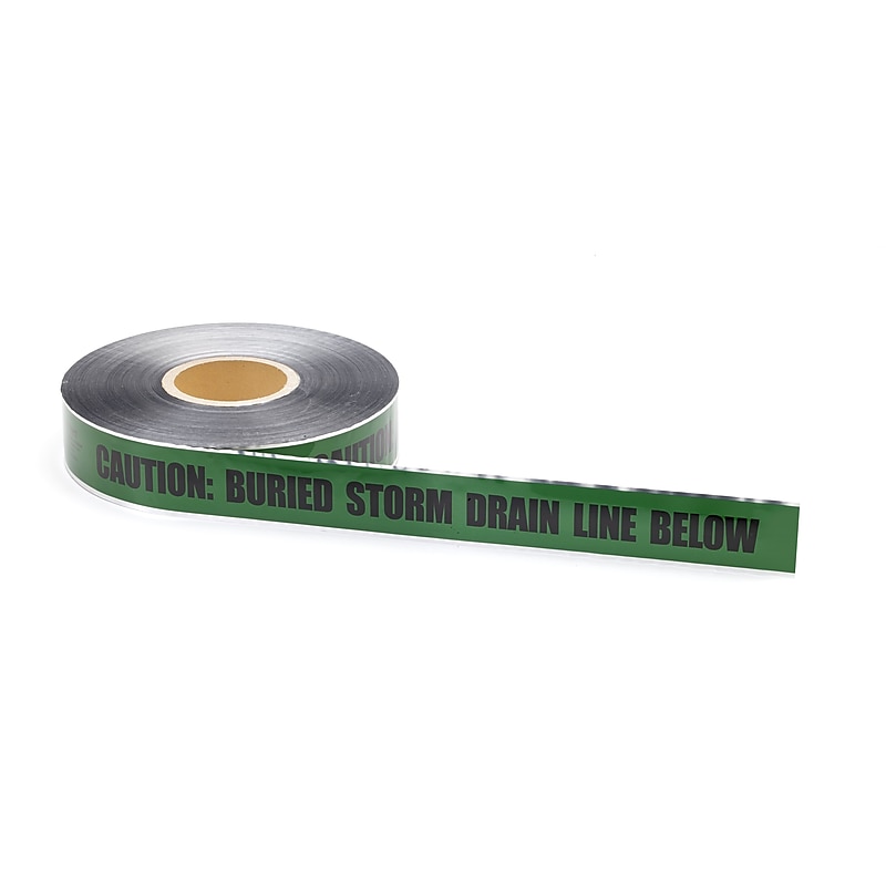 Mutual Industries "Storm Drain" Underground Detectable Tape, 2" x 333.33 yds., Green (17774-32-2000) image 1