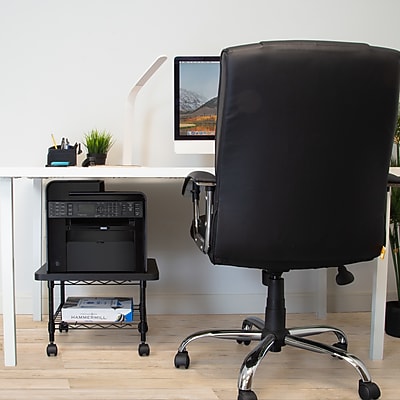 Mount-It! 2-Shelf Laminate/Steel Mobile Printer Stand with Dual Wheel Casters, Black (MI-7857) Sansujyuku sansujyuku.com
