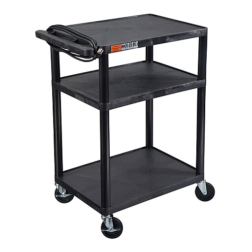 Luxor ENDURA AV 3-Shelf Media Utility Cart with Electric Power
