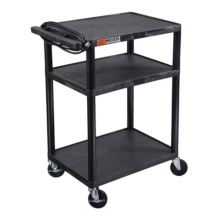 Luxor ENDURA AV 3-Shelf Media Utility Cart with Electric Power