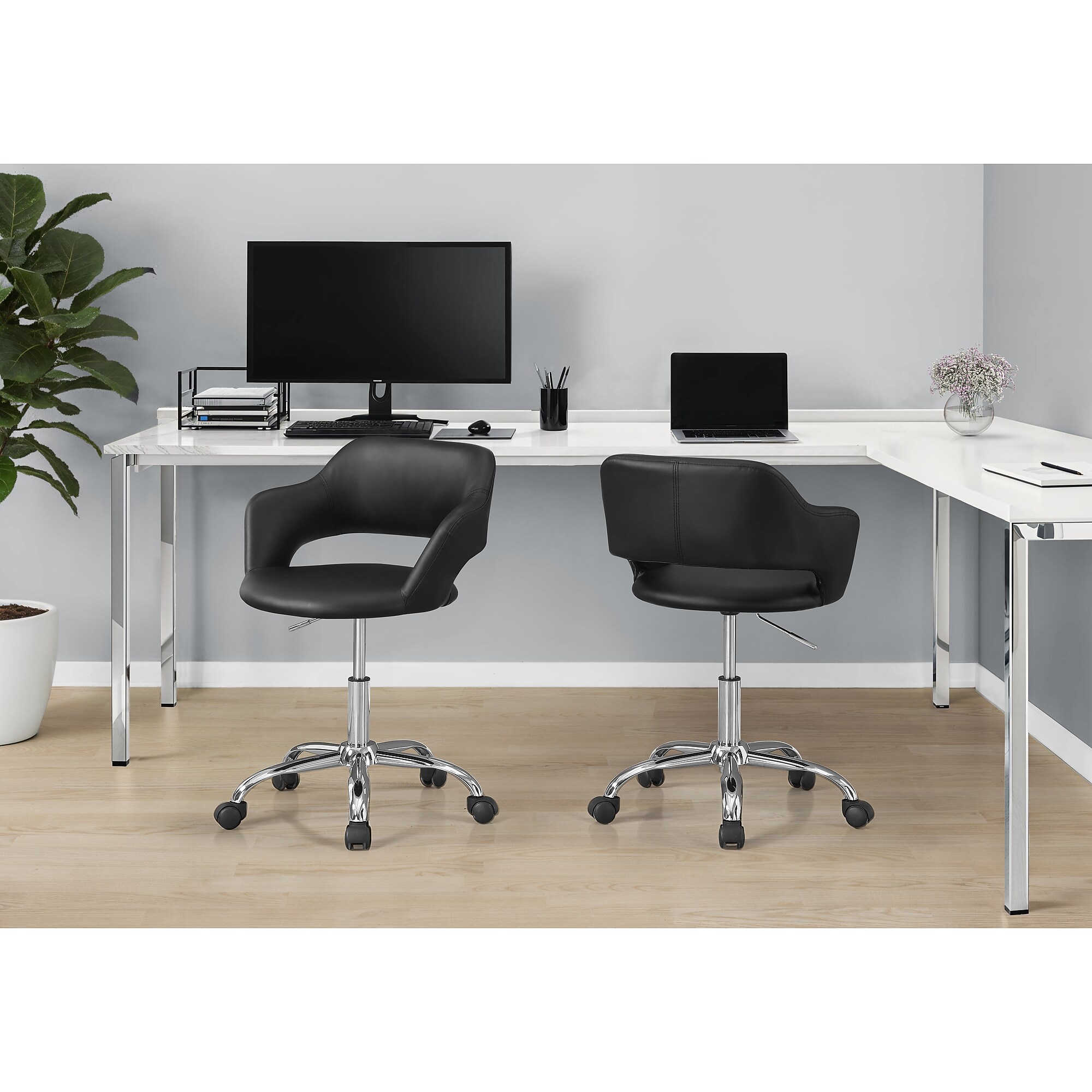 Monarch Specialties Inc. Armless Faux Leather Swivel Computer and Desk Chair, Black (I 7298) Sansujyuku sansujyuku.com