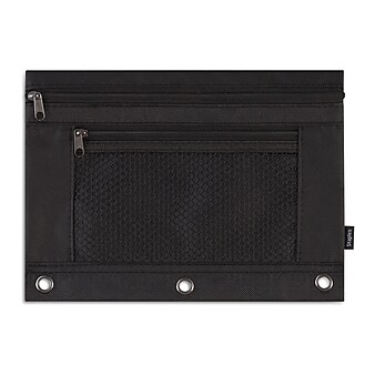 Staples Zipper Polyester Pouch, Black (24220)