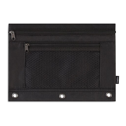 Staples Zipper Polyester Pouch, Black (24220) Staples