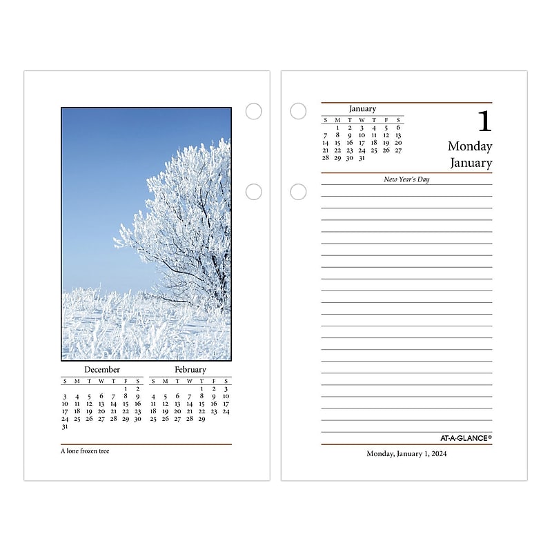 2024 AT-A-GLANCE 6" x 3.5" Photographic Loose-Leaf Desk Calendar Refill, Multicolor (E417-50-24) image 1