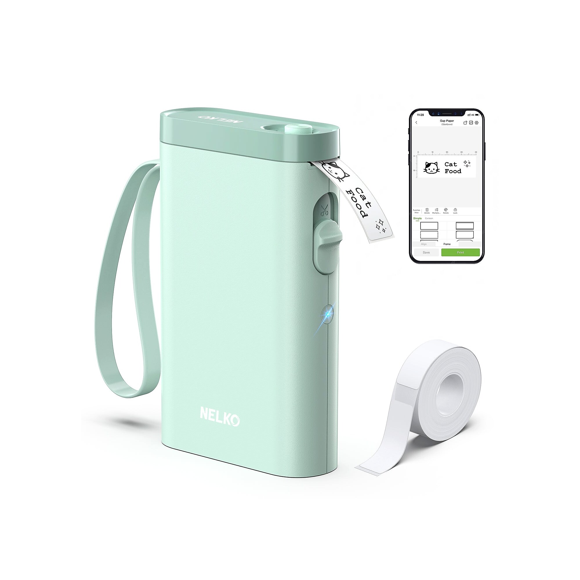 Nelko P21 Portable Bluetooth Thermal Label Printer, Green (P21GR-1440WH-1R) Sansujyuku sansujyuku.com