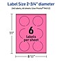 Avery Laser/Inkjet Round Multipurpose Labels, 2.75" Dia., Bright Pink, 240/Pack (94512)~#|#~89C4A0CC-1322-4AA3-8A1909E885EF8674_sc7