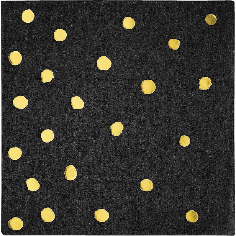 Creative Converting Black and Gold Foil Dot Paper Beverage Napkins, 192/Pack (329931) image 1