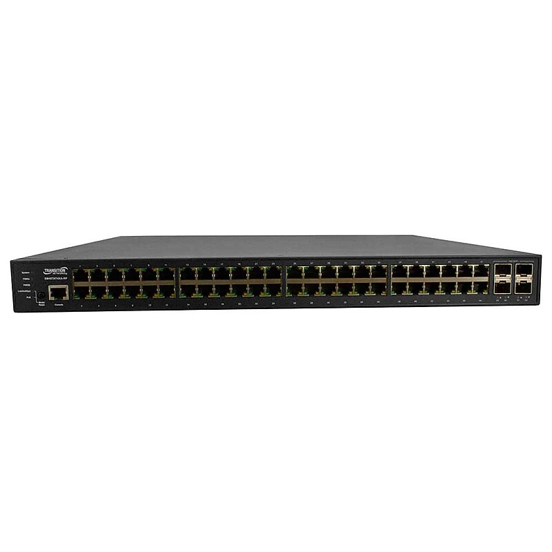 Lantronix Transition Network 48-Ports Gigabit Ethernet PoE Managed Switch, 176Gbps, Black (SM48TAT4XA-RP-EU) image 1