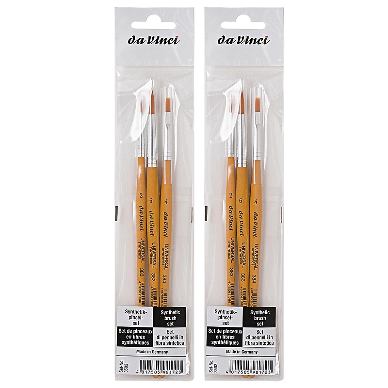 da Vinci UNIVERSAL Mixed Media Synthetic School Brushes, Assorted, 3/Set, 2 Sets/Bundle (DVXVA35030-2) image 1