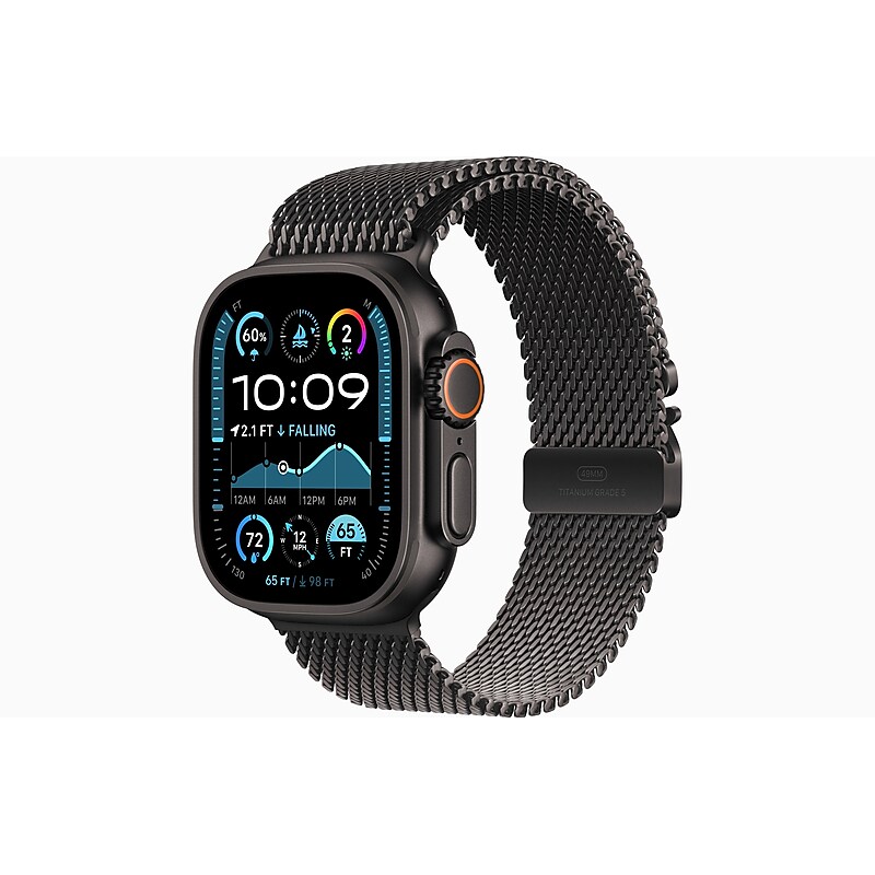 Apple Watch Ultra 2, GPS + Cellular, 49mm, Black Titanium Case, Black Milanese Loop (MX5V3LW/A) image 1