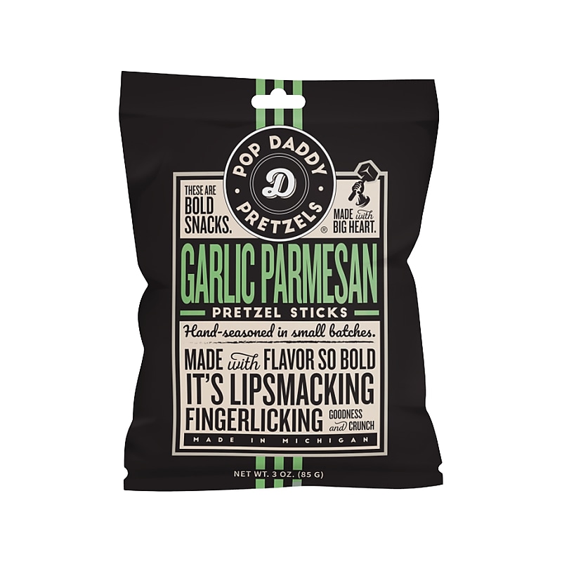 Pop Daddy Garlic Parmesan Pretzels Sticks, 3 oz., 15 Bags/Box (OPD00557) image 1
