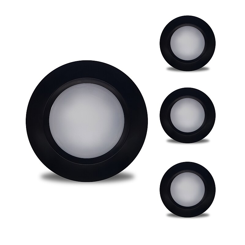 Bulbrite 14 Watt 7" LED Disc Light with Pigtail - 3000K Soft White Light, 1100 Lumens, Black, 4/Pack (862900) image 1