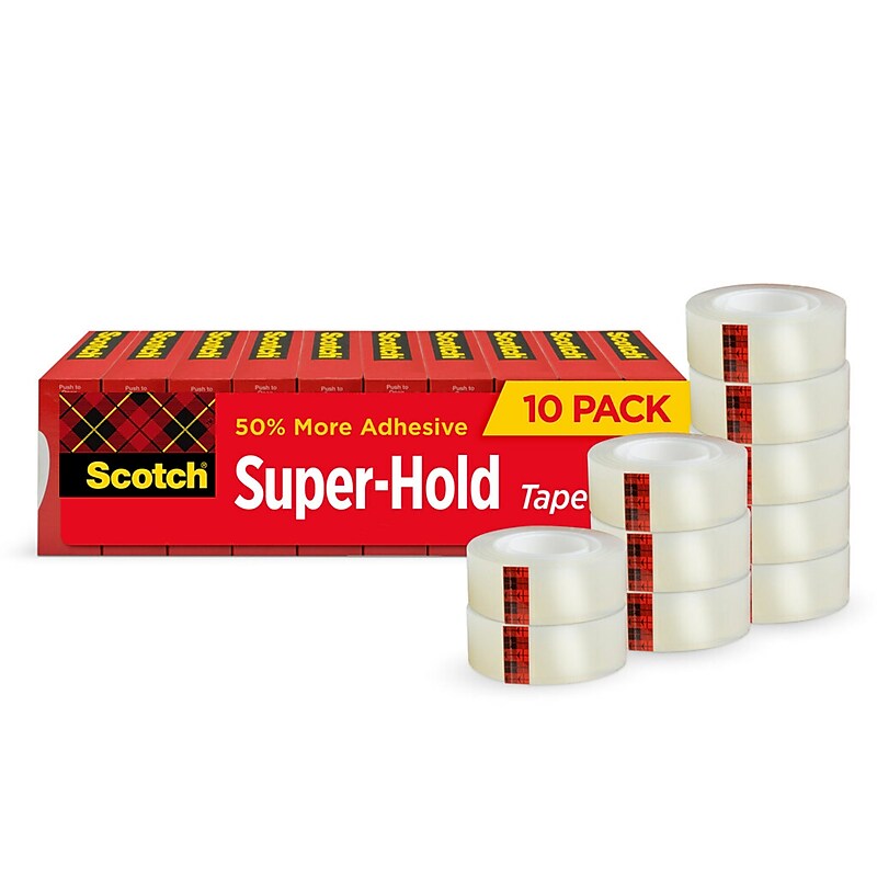 Scotch Super-Hold Transparent Clear Tape Refill, 0.75" x 27.77 yds., 1" Core, Clear, 10 Rolls/Pack (700K10) image 1