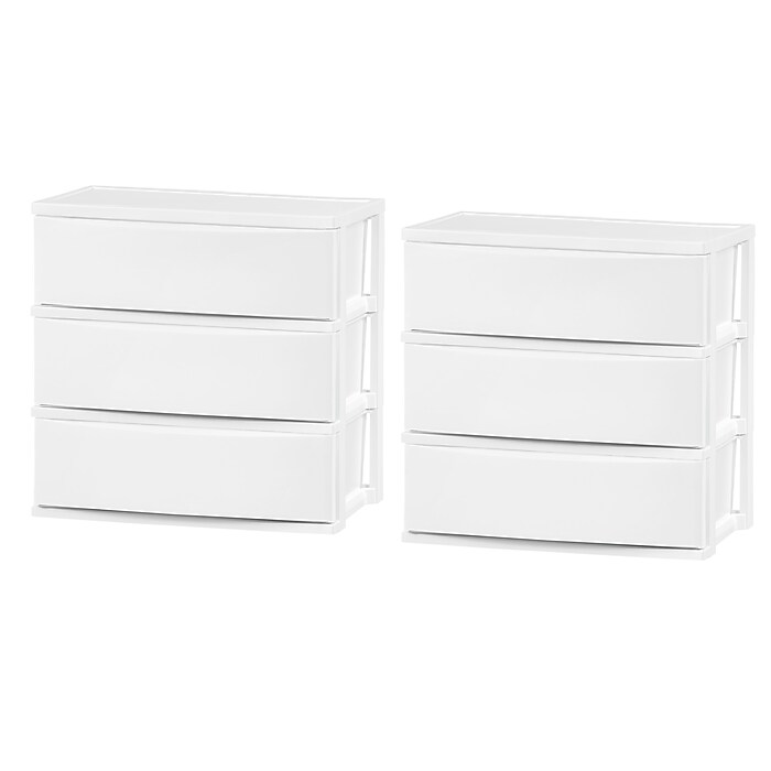 Iris Stackable Wide Chest, 3 Drawer, White, 2/Pack (540012) | Staples
