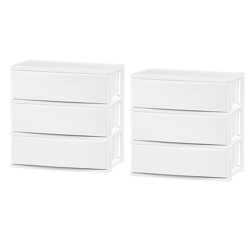 Iris Stackable Wide Chest, 3 Drawer, White, 2/Pack (540012) image 1