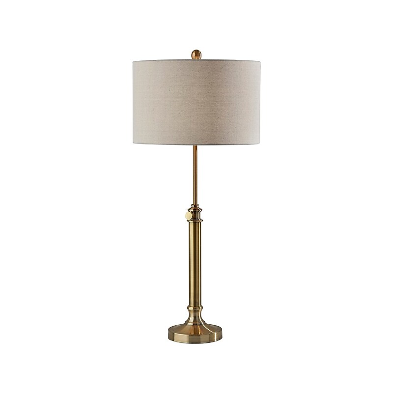 Simplee Adesso Barton Incandescent Table Lamp, Antique Brass/Oatmeal (SL1165-21) image 1