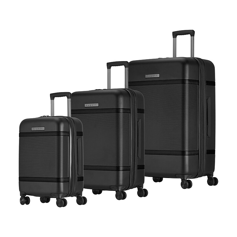 Bugatti Wellington 3-Piece Hardside Spinner Luggage Set, TSA Checkpoint Friendly, Black (HLG5103-BLACK) image 1