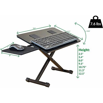Uncaged Ergonomics KT3 Adjustable Standing Keyboard Stand and Mouse Tray, Black (KT3-B)