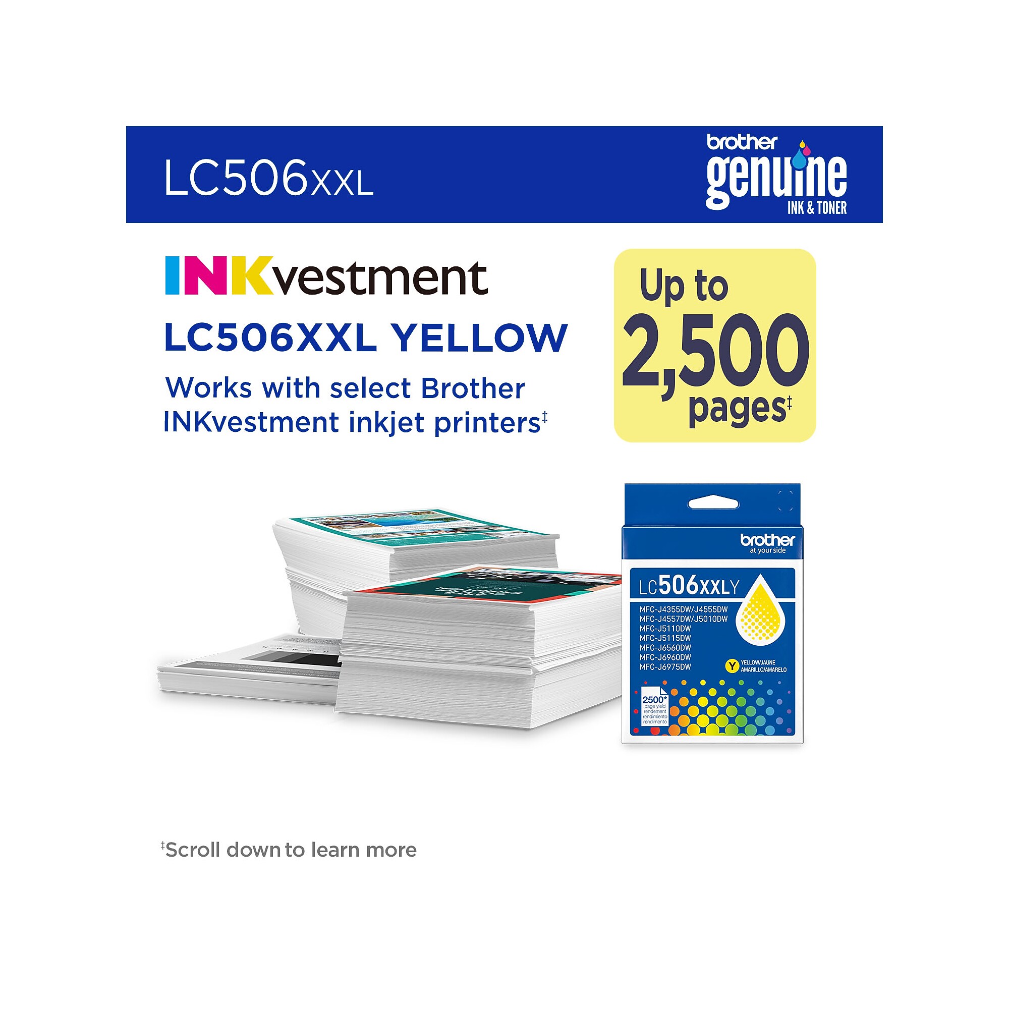 Brother LC506XXL Yellow Super High Yield Ink Cartridge, Prints Up to 2,500 Pages (LC506XXLYS) Sansujyuku sansujyuku.com