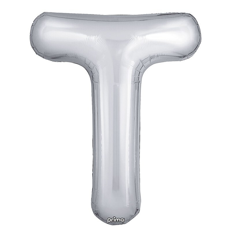 Party City (Air-Filled) 16" "T" Foil Balloon, Silver, 2/Pack (AM60050281-18) image 1