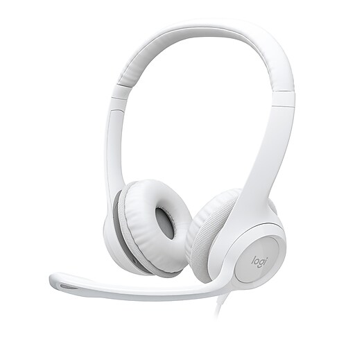 Logitech H390 Noise Canceling Stereo Headset, White (981001285) Staples