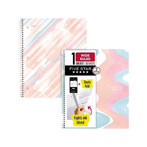 Five Star Brushy Moves 1Subject Notebooks, 8.5" x 11", WideRuled, 80