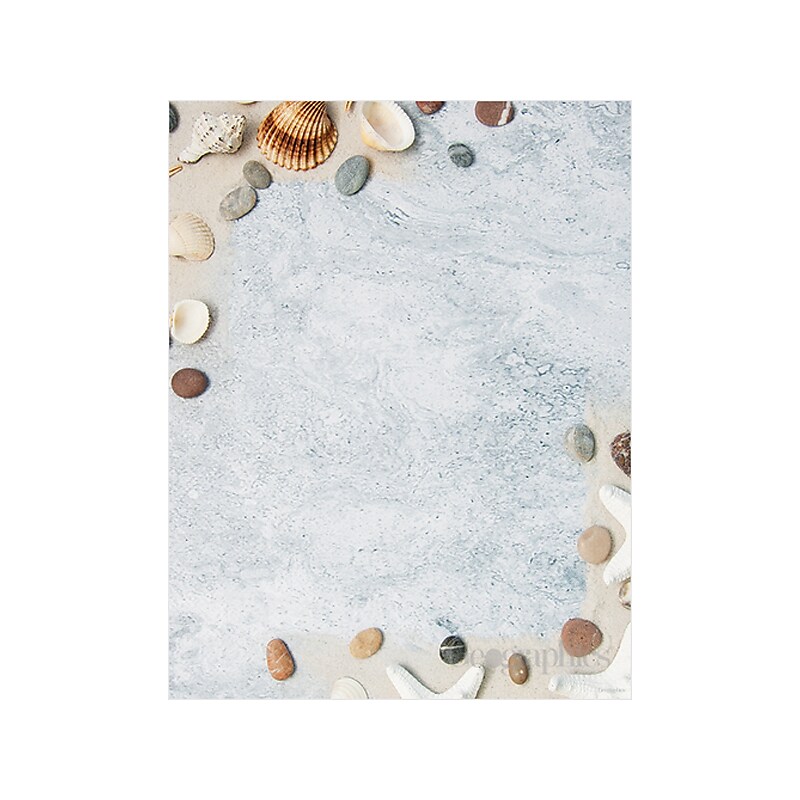 Geographic Seashells in the Sand Letterhead, Multicolor, 100/Pack (48848) image 1
