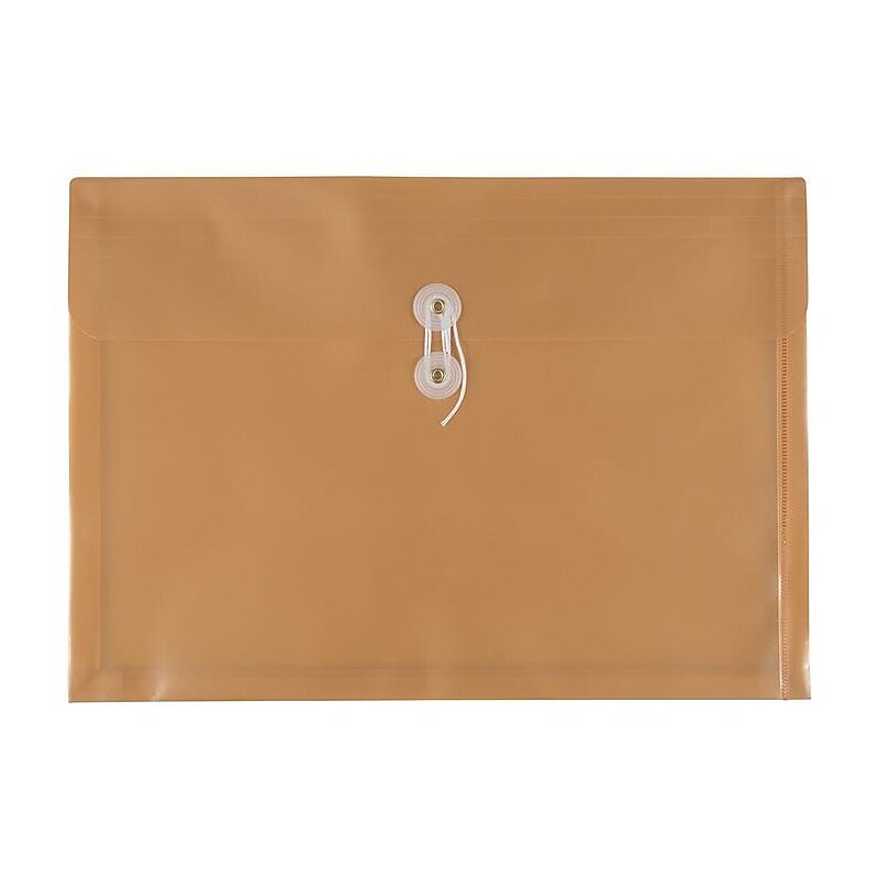 JAM PAPER Plastic Envelopes with Button & String Tie Closure, Legal Booklet, 9 3/4 x 14 1/2, Gold, 12/Pack (235438983A) image 1