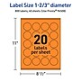 Avery Circle Multipurpose Labels, 1-2/3" Dia., Bright Orange, 800/Pack (94508)~#|#~8A31C1D8-2D81-4404-851F93E5D3EDAA43_sc7