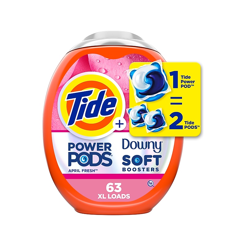 Tide Power PODS Downy HE Laundry Detergent Capsules, April Fresh Scent, 98 oz., 63 Capsules/Pack (11807) image 1