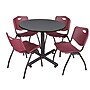 Regency 42" Laminate Round Table with 4 M Stacker Chairs, Burgundy and Gray (TKB42RNDGY47BY)~#|#~8A3F454C-91C8-4140-BB66AF57CDF544BD_sc7