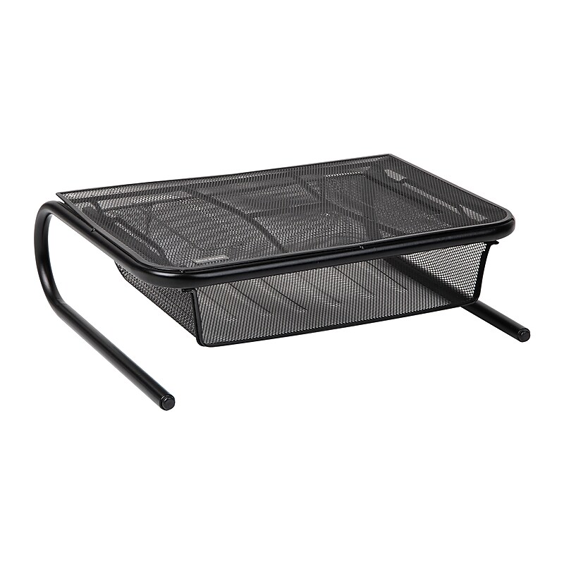 Mind Reader Monitor Stand Ventilated with Paper Tray, Black (MESHKING-BLK) image 1