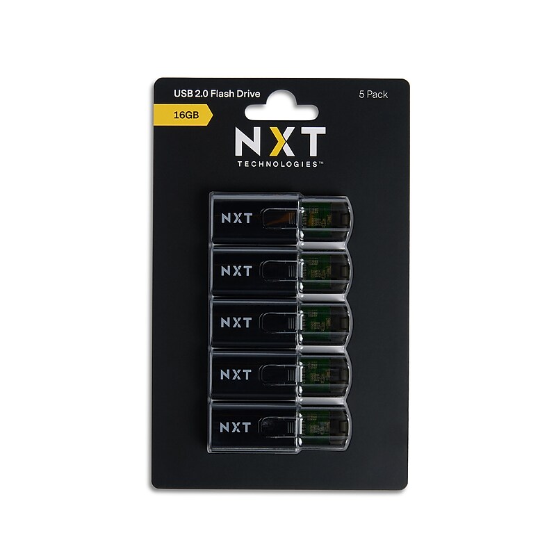 NXT Technologies™ 16GB USB 2.0 Type-A Flash Drive, Black, 5/Pack (NX61134) image 1